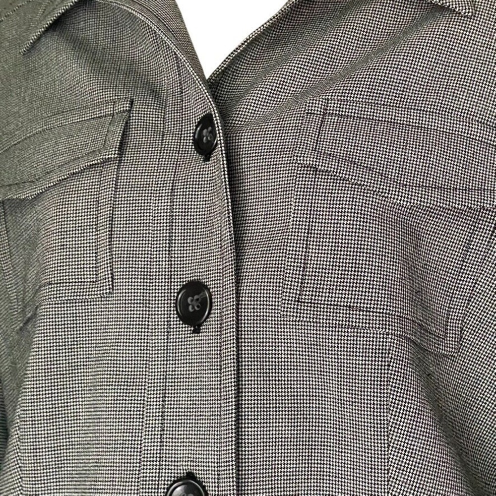 Banana Republic Italy Wool Houndstooth Cropped Blazer Jacket Size 4 - Picture 6 of 11